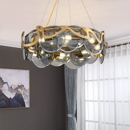 Gold Smoke Glass Chandelier Lighting Luxury For Bedroom Dining Room