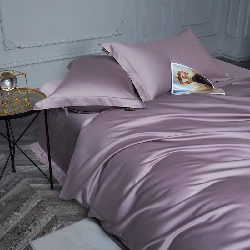 Premium Purple Grey Soft Silky Family Duvet Cover Set, Egyptian Cotton 1000 Thread Count Bedding Set