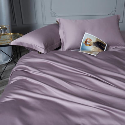 Premium Purple Grey Soft Silky Family Duvet Cover Set, Egyptian Cotton 1000 Thread Count Bedding Set