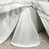 Thumbnail for Premium White Blue Art Design Dot Paint Chic Embroidered Duvet Cover Set, 1200TC Egyptian Cotton Bedding Set