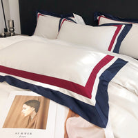 Thumbnail for Burgundy Blue Luxury American Europe Embroidery Very Soft Duvet Cover, 1200TC Egyptian Cotton Bedding Set
