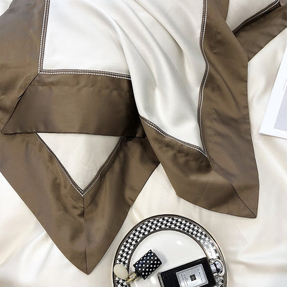 Premium White Brown Wedding Ultra Soft Duvet Cover Set, 1200TC Egyptian Cotton Bedding Set