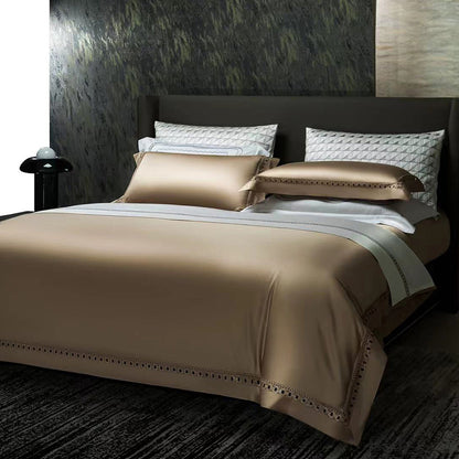Luxury Dark Gold Soft Cozy Pima Cotton High Grade Duvet Cover Set, 1400TC Egyptian Cotton Bedding Set
