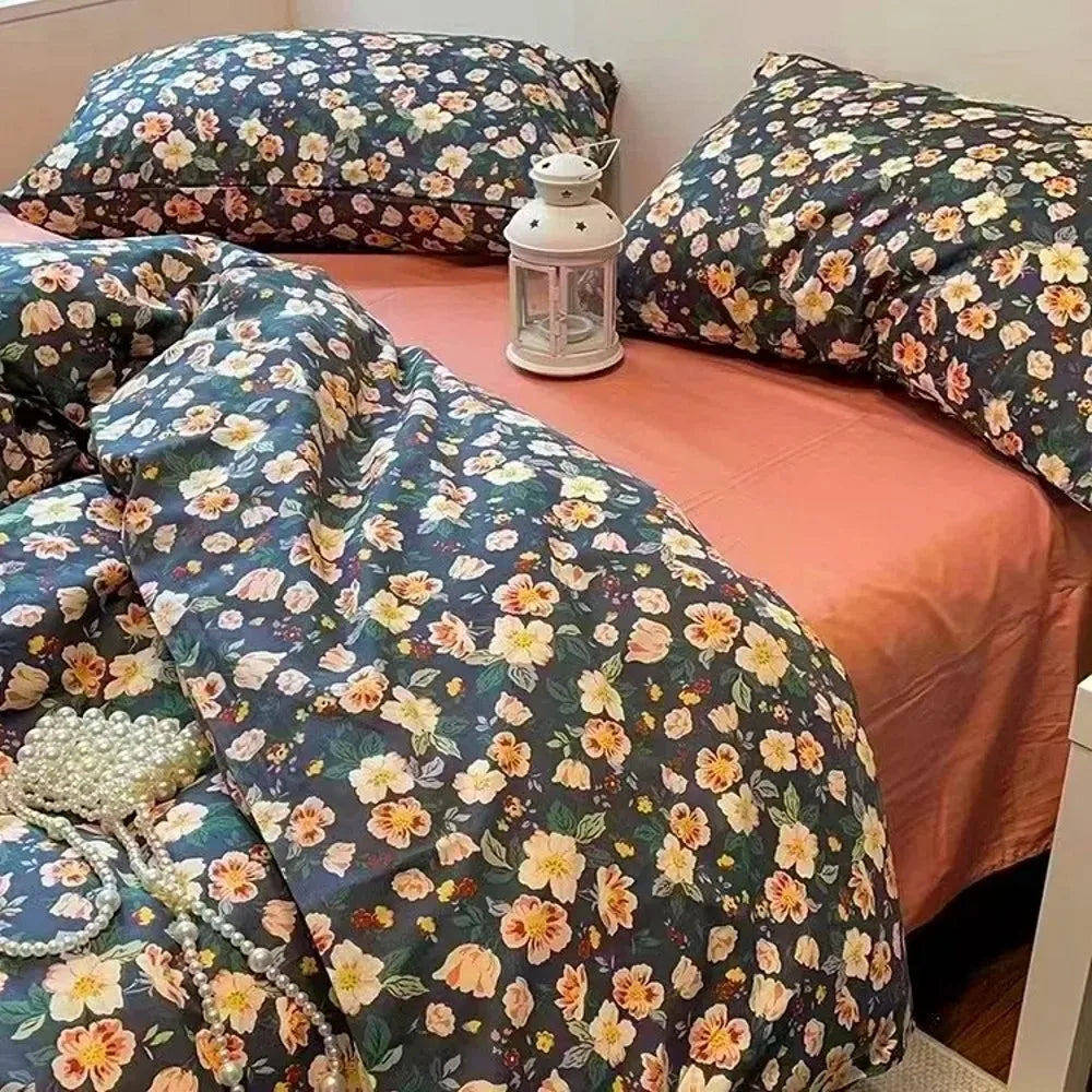 Romantic Daisy Floral Cartoon Boys Girls Polyester Bedding Set