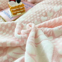 Thumbnail for Princess Floral Big Bow Ribbon Lace Ruffles Duvet Cover, Velvet Fleece Fabric Bedding Set