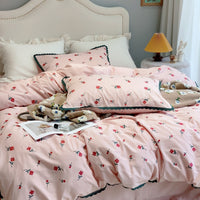 Thumbnail for Rose White Vintage Lace Ruffles Duvet Cover Set, 1000TC Egyptian Cotton Bedding Set