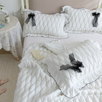 Thumbnail for Pure White Pink French Romantic Ruffle Woman Bedspreads Wood Pulp Fiber Bedding Set