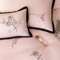 Thumbnail for Vintage Black Rose Flowers Egyptian Cotton 600TC Embroidered Duvet Cover Bedding Set