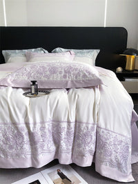 Thumbnail for Flower Pattern Luxury Europe Wide Edge Duvet Cover, 1000TC Egyptian Cotton Bedding Set