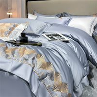 Thumbnail for Luxury White Grey Europe Oriental Embroidery Soft Duvet Cover set, 1000TC Egyptian Cotton Bedding Set