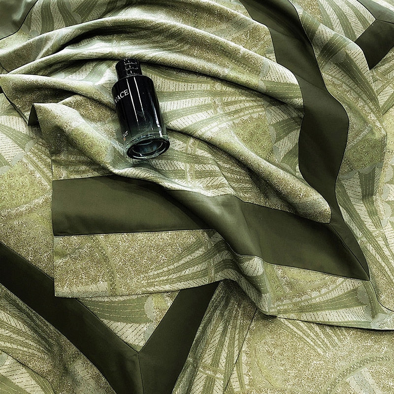 Grey Green Vintage European Palace Egyptian Cotton 1000 Thread Count Duvet Cover Bedding Set