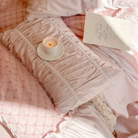 Thumbnail for Pink French Princess Europe Wedding Lace Pleated Edge Duvet Cover, 1000TC Egyptian Cotton Bedding Set