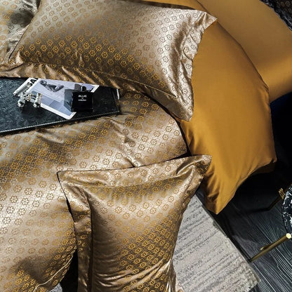 Black Brown Luxury European Patchwork Duvet Cover Set, 1000TC Cotton Bedding Set