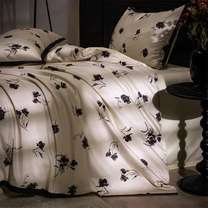 Luxury Black Purple Leopard Silky Soft 3D Digital Printing Duvet Cover, 1000TC Egyptian Cotton Bedding Set
