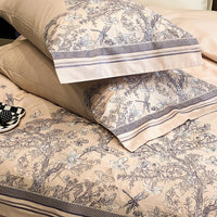 Thumbnail for Cream White Vintage American Europe Floral Embroidery Duvet Cover, 1000TC Egyptian Cotton Bedding Set