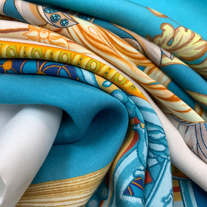 Luxury Peacock Flower Baroque Digital Printing Silky Duvet Cover Set, Silk Cotton 1000TC Bedding Set