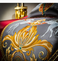 Thumbnail for Luxury Red Gold European Horse Jacquard Embroidered Wedding Duvet Cover Set, 1200TC Egyptian Cotton Bedding Set