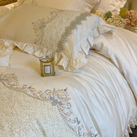 Thumbnail for Premium French Lace Europe Handmade Beads Wedding Duvet Cover, 1000TC Egyptian Cotton Bedding Set