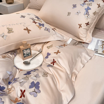 Luxury Garden Dream Butterfly Girl Child Duvet Cover Set, 100% Egyptian Cotton Bedding Set