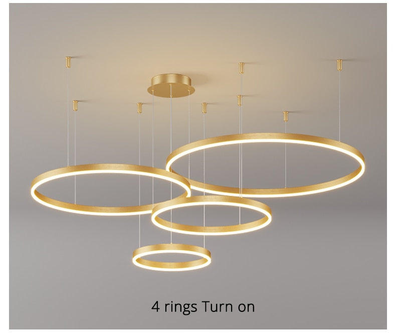 Modern Lighting 2 to 5 LED Circle Rings Ceiling Chandelier Living Room Home Decor