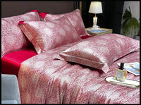 Thumbnail for Luxury Burgundy Gold Breathable Silky Satin 1000TC Bedding Set