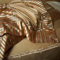 Thumbnail for Luxury Gold Orange Horse Lace Palace European Silky Duvet Cover, 1200TC Egyptian Cotton Bedding Set