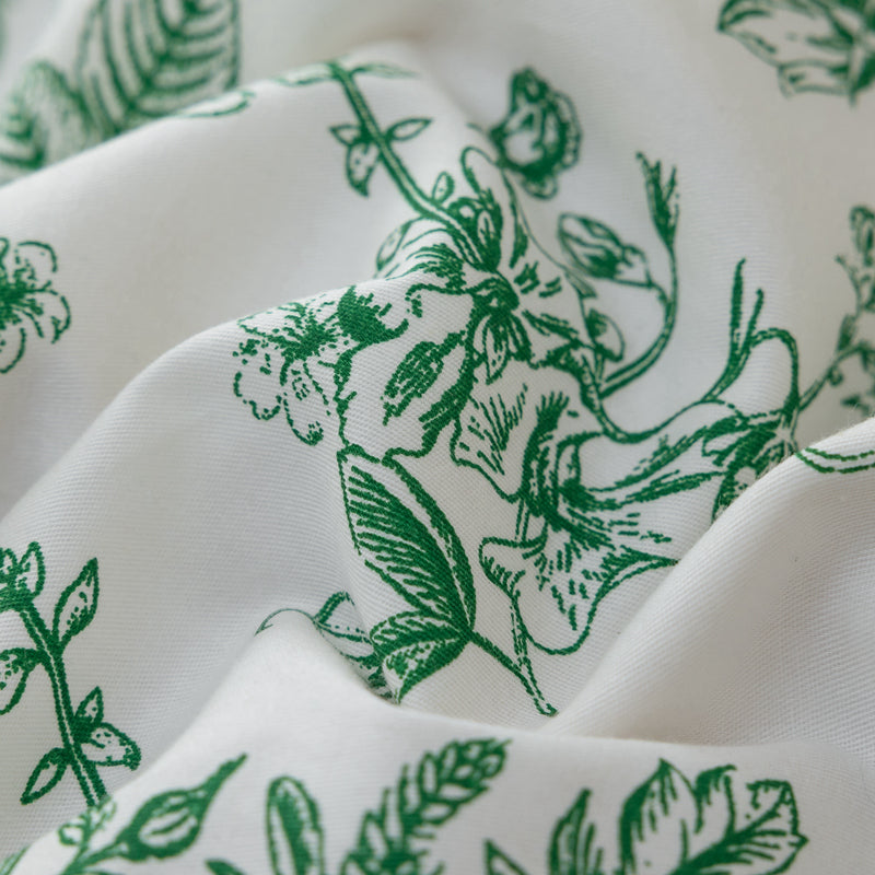 Vintage Green Purple Flowers Leaf Pattern Printing Nordic Duvet Cover Set, 100% Cotton Bedding Set