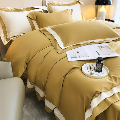 Luxury White Gold Pink American Europe Hotel Grade Silky Duvet Cover Set, 1000TC Egyptian Cotton Bedding Set