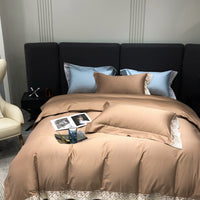 Thumbnail for Luxury White Gold Embroidery Hotel Grade Satin Silky Duvet Cover Set, 1000TC Egyptian Cotton Bedding Set