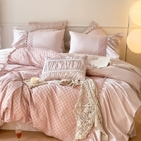 Thumbnail for Pink French Princess Europe Wedding Lace Pleated Edge Duvet Cover, 1000TC Egyptian Cotton Bedding Set