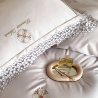 Thumbnail for Romantic Pink White French Europe Lace Embroidered Egyptian Cotton 1000TC Duvet Cover Bedding Set