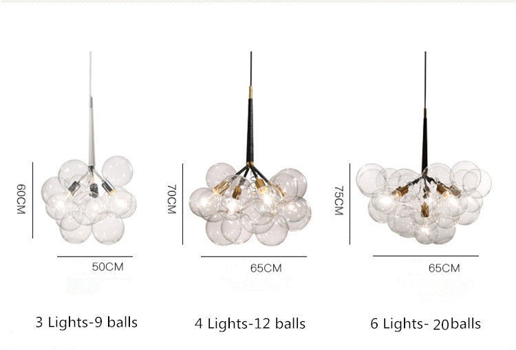 Modern Gold Black Glasses Chandelier Lighting Wires Pendant 9-18 Glass Ball Hanging Home Decor