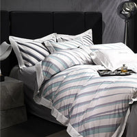 Thumbnail for Luxury Grey Modern Black Stripe Duvet Cover Set, 1000TC Egyptian Cotton Bedding Set