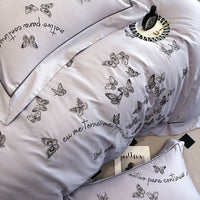 Thumbnail for Luxury Pink Butterfly Garden Embroidered Duvet Cover Set, 1000TC Egyptian Cotton Bedding Set