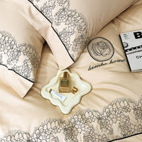 Thumbnail for Chic White Black Europe Lace Embroidery Soft Duvet Cover, 1000TC Egyptian Cotton Bedding Set