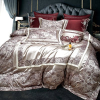 Thumbnail for Luxury Baroque Embroidery Patchwork Duvet Cover Set, Silky Satin Cotton 1000TC Bedding Set