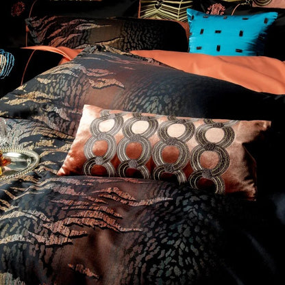 Grey Champagne Luxury Royal Art Leopard Patten Jacquard Duvet Cover Set, Satin 1500TC Egyptian Cotton Bedding Set