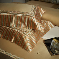 Thumbnail for Luxury Gold Orange Horse Lace Palace European Silky Duvet Cover, 1200TC Egyptian Cotton Bedding Set