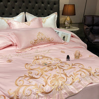 Thumbnail for Luxury White Gold Baroque Europe Embroidery Duvet Cover Set, Polyester Bedding Set