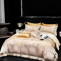 Thumbnail for Gold Champagne Vintage Luxury European Silky Jacquard Egyptian Cotton 1000TC Duvet Cover Bedding Set