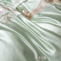 Thumbnail for European Flower Luxury Satin Egyptian Cotton 1000 Thread Count Embroidered Duvet Cover Bedding Set
