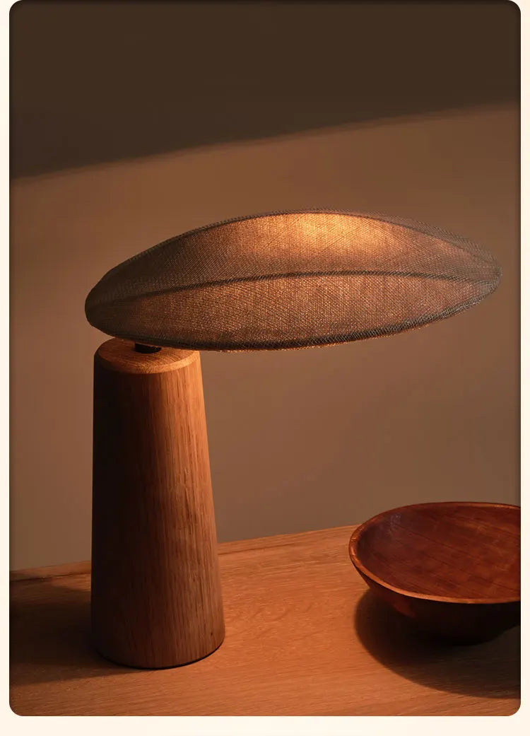 Minimal Japanese Zen Art Table Lamp LED Lighting Fabric Wood House