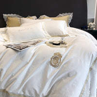 Thumbnail for Romantic Lace Europe American Wedding Embroidery Duvet Cover Set, 1000TC Egyptian Cotton Bedding Set