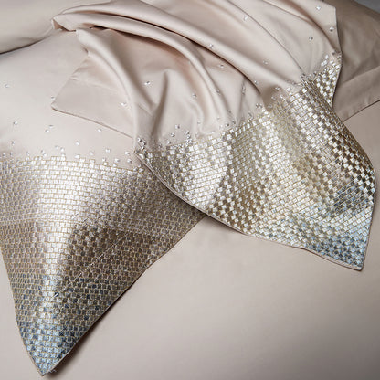 Luxury Europe Embroidery Champagne Soft Satin Duvet Cover Set ,1000TC Egyptian Cotton Bedding Set