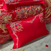 Thumbnail for Luxury Red Gold Phoenix Europe Wedding Duvet Cover Set, Egyptian Cotton 1000TC Bedding Set