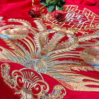 Thumbnail for Luxury Red Peacock Elegant Phoenix Embroidered Wedding Duvet Cover Set, 600TC Egyptian Cotton Bedding Set