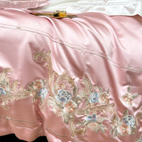 Thumbnail for White Pink Baroque Luxury Egyptian Cotton 1000 Thread Count Embroidered Duvet Cover Bedding Set