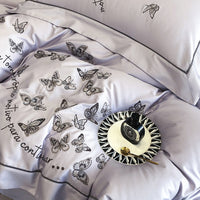 Thumbnail for Luxury Pink Butterfly Garden Embroidered Duvet Cover Set, 1000TC Egyptian Cotton Bedding Set