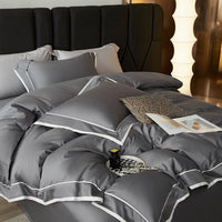 Thumbnail for White Grey Luxury Patchwork Hotel Grade Duvet Cover, Egyptian Cotton 1000TC Bedding Set