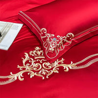 Thumbnail for Gold White Royal Baroque Egyptian Cotton Satin Embroidery Duvet Cover Bedding Set